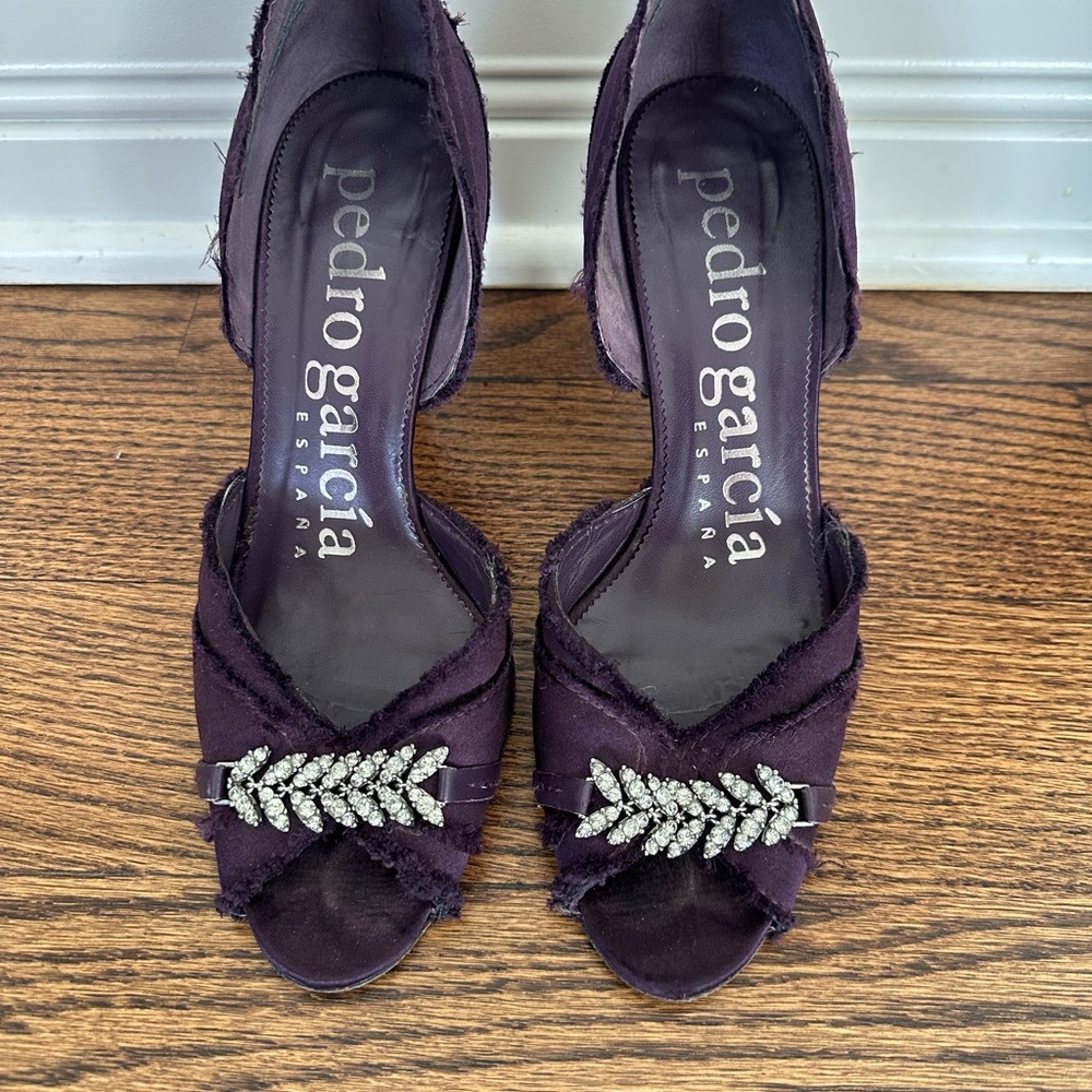 Pedro Garcia Satin Heels with Embellishment